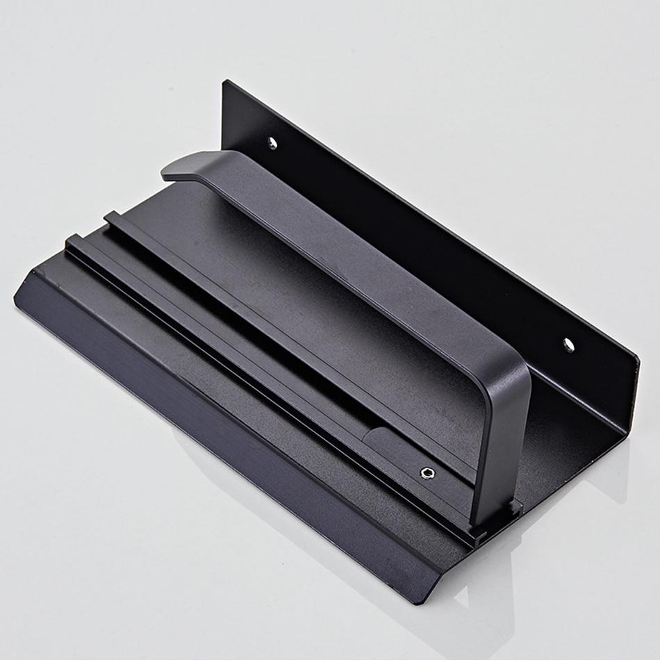 Черный двойной держатель для бумаги с полкой для телефона, алюминиевая стойка для хранения бумажных полотенец для туалета, вешалка для рулонов салфеток для кухни, туалета, ванной комнаты