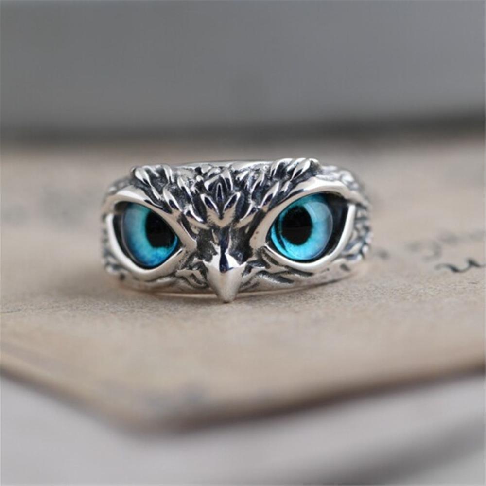 Demon Retro Animal Style Jewelry Open Adjustable Owl Eye Vintage Ring Statement Ring
