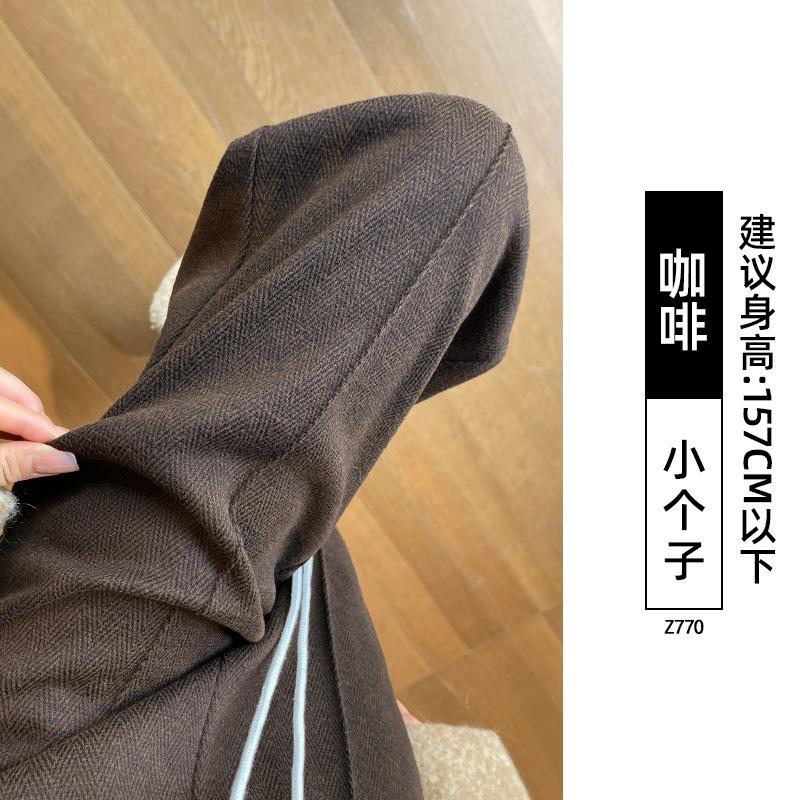 Текстурированные шерстяные брюки широкого кроя женские новые осенне-зимние бархатные повседневные узкие прямые брюки из маленькой шерсти