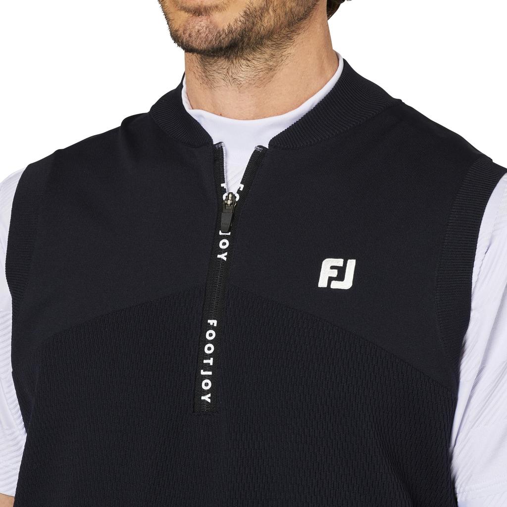 FootJoy Golf Sweater Vest, Knitted Half-Zip Sweater Vest, Navy, Men's, Size XL, FJ-S25-M02 (34702-XL)