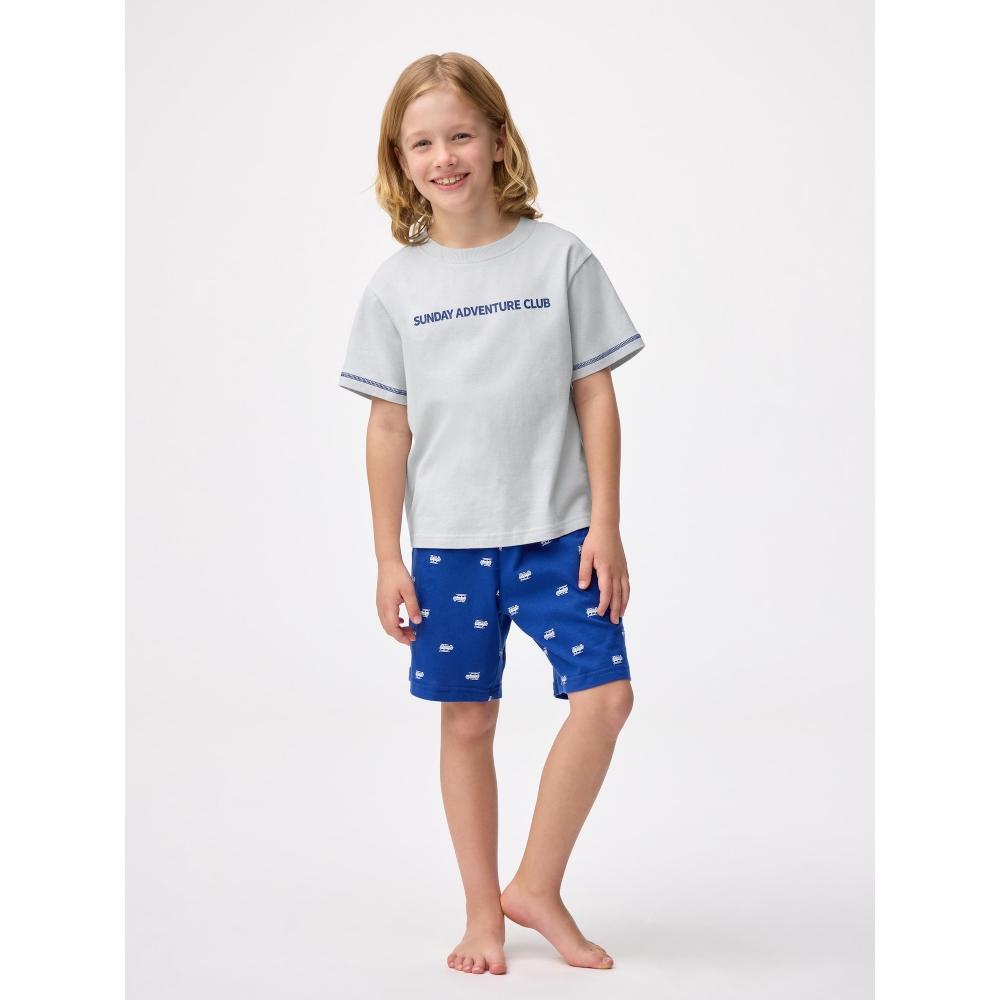 GU by Uniqlo Детский хлопковый домашний комплект  Короткий рукав   Шорты   Машина