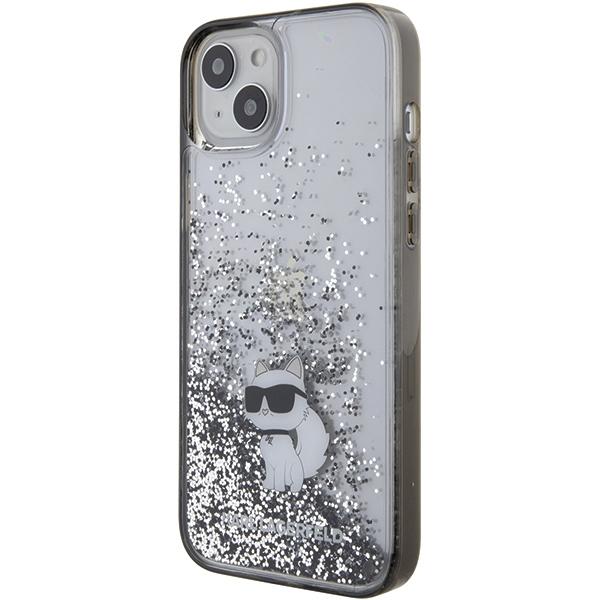 Etui do iPhone 15 Plus Karl Lagerfeld Liquid Glitter Choupette Transparentne