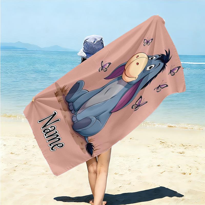 Personalized Eeyore's Butterfly Adventure Beach Towel Microfiber Beach Towel Thin Absorbent for Beach Swimming Yoga Bath Sports. 0910364