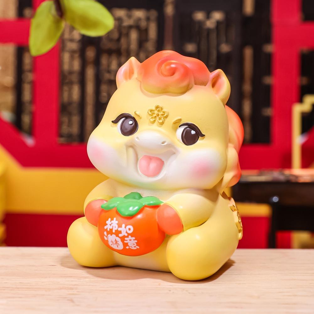 Resin Zodiac Horse Ornament Cartoon Desktop Decoration Traditional Horse Year Mascot Gift