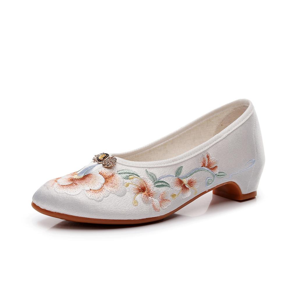 [Rouya] 2025 Spring New Old Beijing Cloth Shoes Simple Temperament Cheongsam Single Shoes Ethnic Style Embroidered Shoes