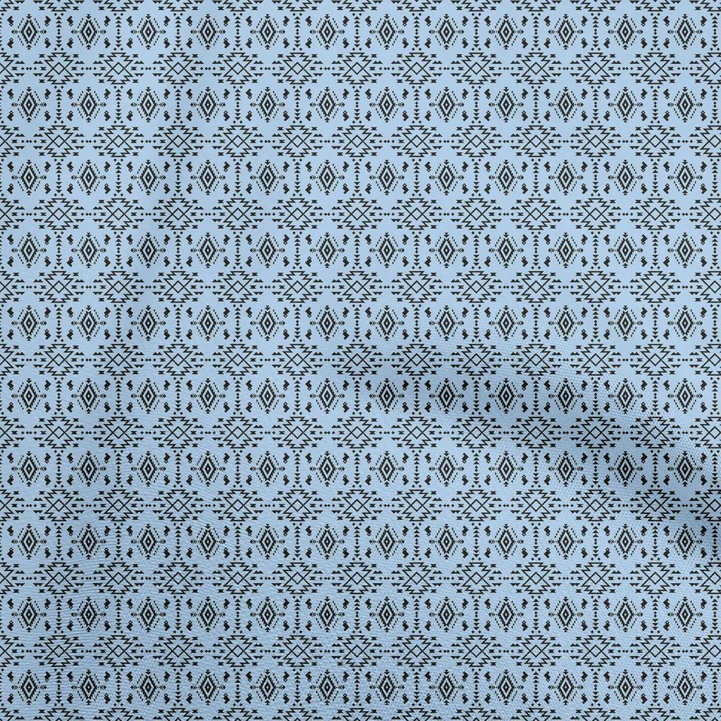 oneOone Cotton Flex Light Blue Fabric Tribal  Dress Material Fabric Print Fabric By The Yard 40 Inch