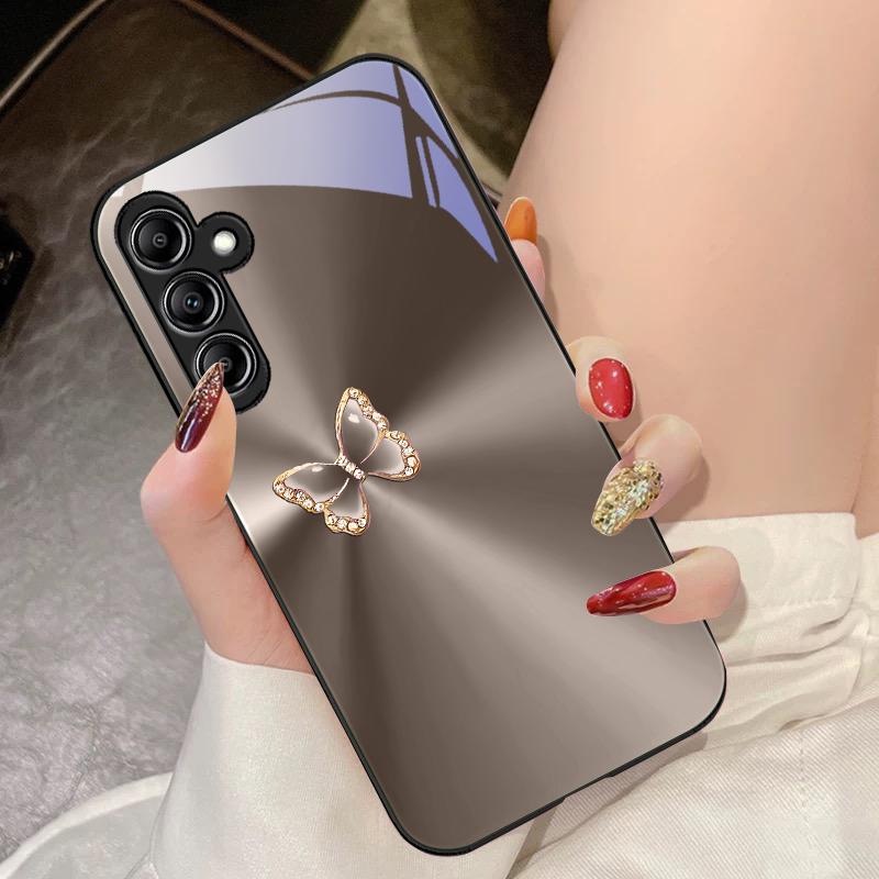Синий Бабочка Аврора Для Samsung Galaxy A14 4G 20 30 52 20S 21S 22 A32 33 34 42 50 51 53 54 70 71 72 73 5G Стеклянный Чехол для Телефона