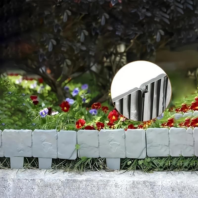 8/12/16pcs Garden Landscape Edging Borders Insert Plastic Imitation Stone Effect Fence DIY Lightweight for Outdoor Patio Balcony Yard
