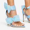 Women Sweet Bow Knot Elegant Ankle Strap Party Sandals Black Thin High Heels White Wedding Shoes Open Toe