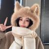 Cozy Fox Plush 3-in-1 Set: Hat, Scarf & Gloves – Warm Hooded Neck Warmer for Winter