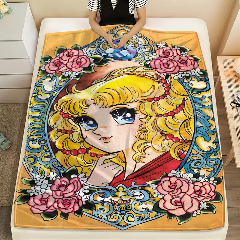 1PC Candy Candy Print Flannel Blanket, High quality All Seasons, Home Decor, Warmth and Comfort, Perfect for Christmas Gifts