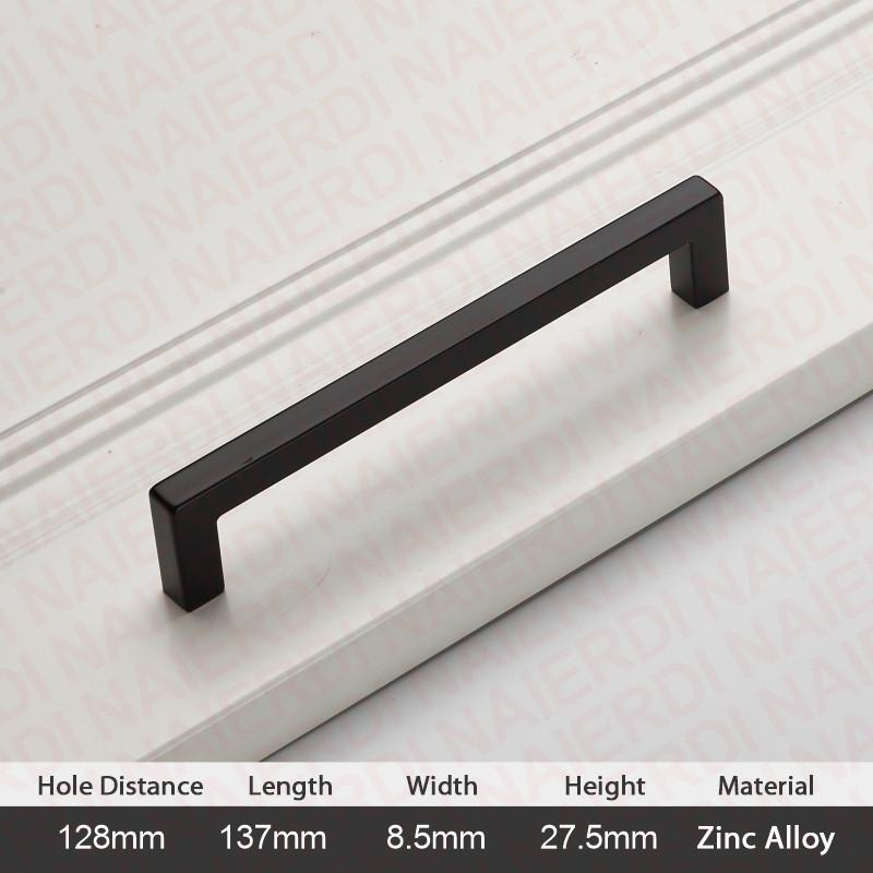 NAIERDI Black Cabinet Handles Zinc Alloy Square Closet Drawer Cupboard Pulls Gold Bathroom Door Knobs Furniture Kitchen Handle