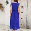 Женское летнее бандажное платье без рукавов с V-образным вырезом, однотонное шифоновое цельное платье