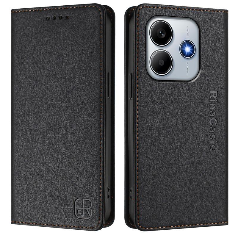 Роскошный антивор-кошелек флип-чехол для телефона Redmi Note 14 Pro 4G 14C 14R Turbo 4 Plus 5G кожаные чехлы магнит однотонный