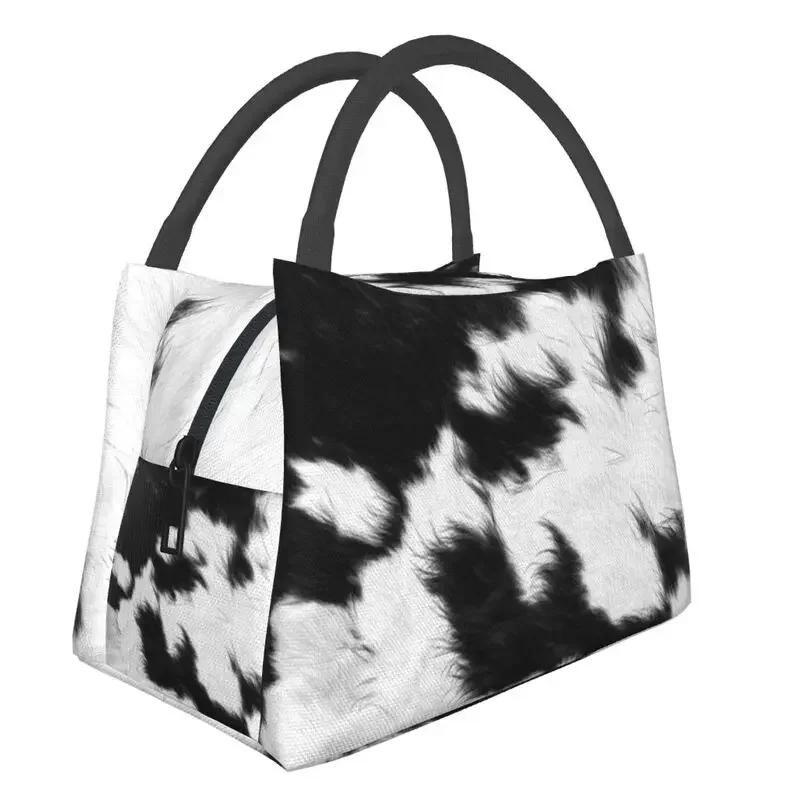 Коровья кожа 3D печать многоразовый ланч-бокс женский водонепроницаемый меховая текстура термохолодильник еда изолированный ланч-бокс