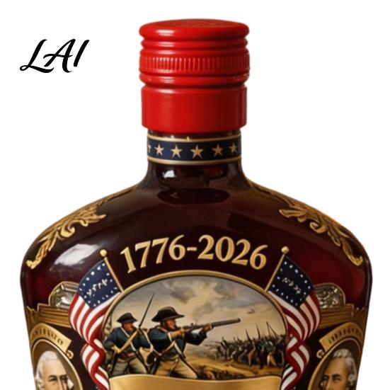 Anniversary Celebration Glass Bottle 250th Wine Commemorative Colored Decanter with Founding Fathers