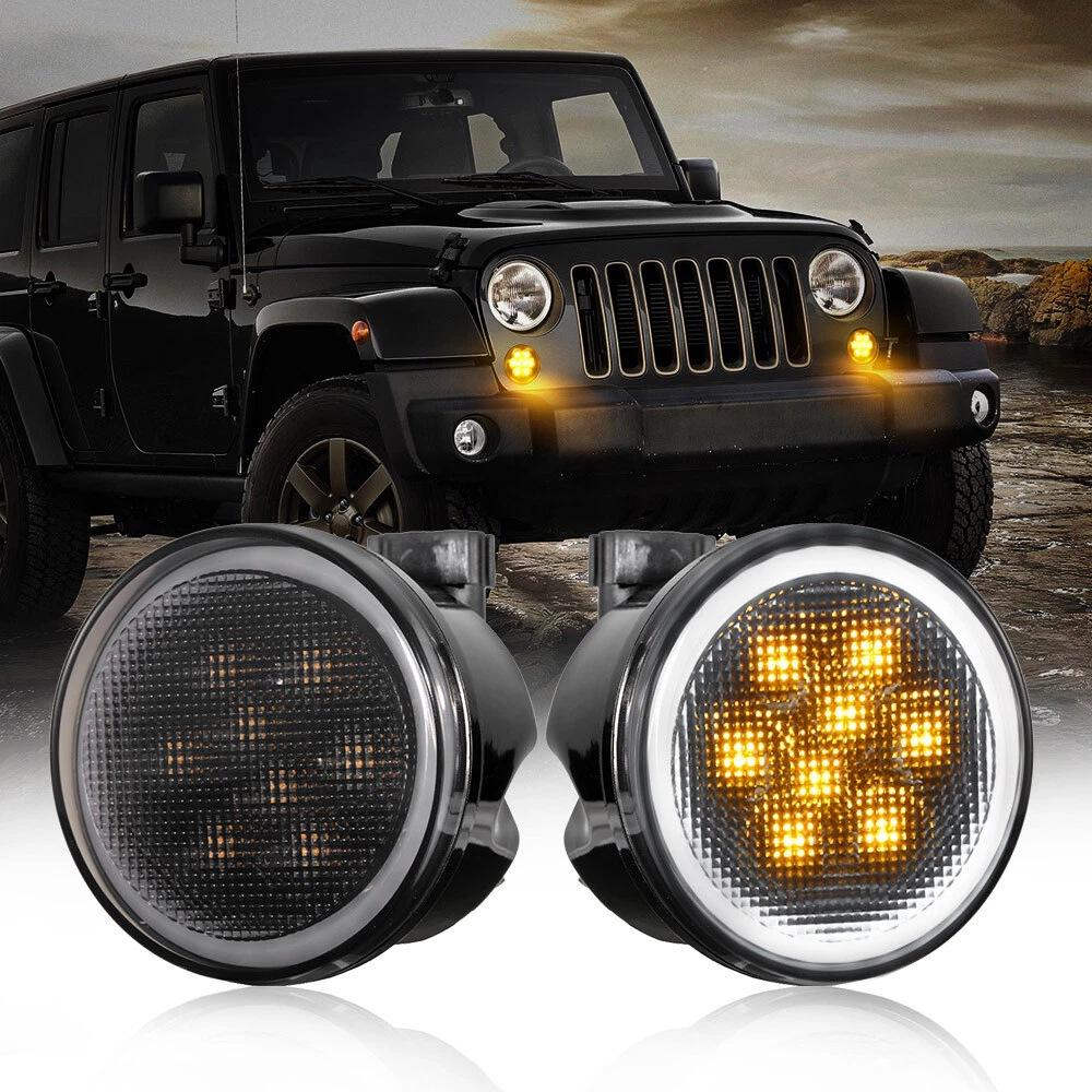Желтая решетка Jeep Wrangler Светодиодная полоса дневных ходовых огней