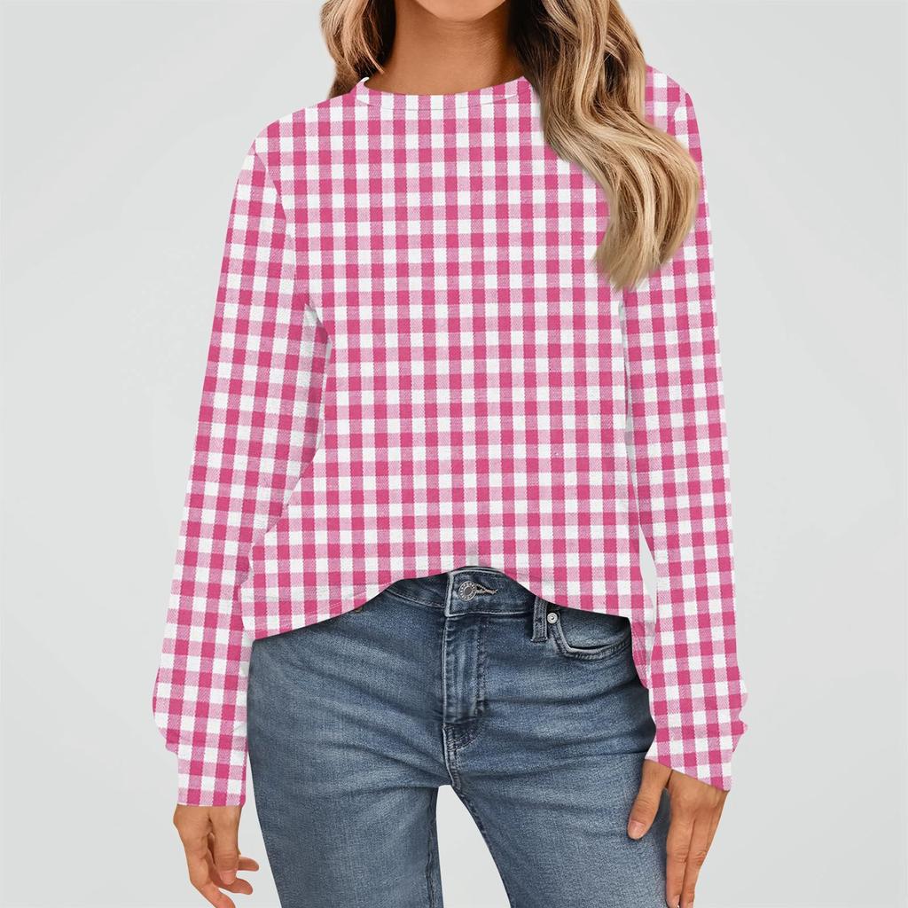 Women's Fashion Long Sleeve Shirts Loose Fitted Crewneck Basic Tops Casual Outfits