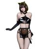 Cat Sexy Cosplay Erotic Cat Cat Ear Bikini Leather Style PU Cute Moe Temptation Extreme Bow Tie Top and Bottom Set Lingerie Training Photo Hat Cat Ear