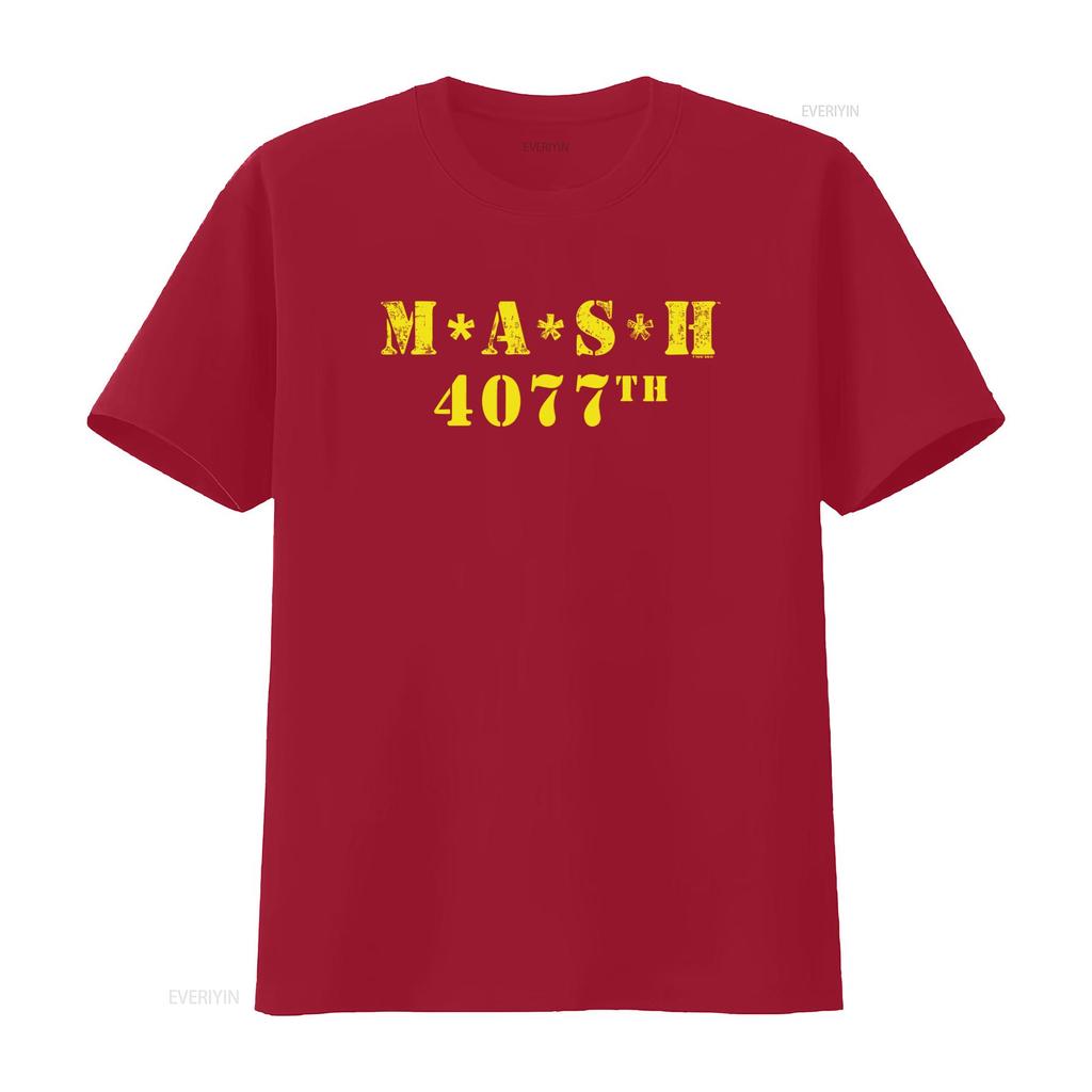 Футболка с логотипом MASH 4077th в винтажном стиле для повседневной носки винтажная Стирка vintage Унисекс уличная одежда Немного дизайнерская одежда Удобная