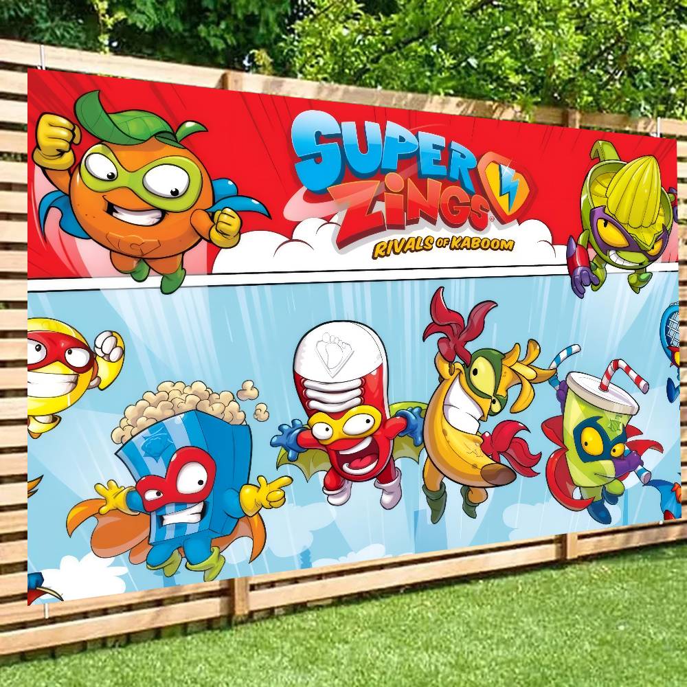 Cartoon SuperZings birthday Birthday Backdrop Dinning Photography Backdrops Party Banner Printing Backdrop Cloth Photo 539