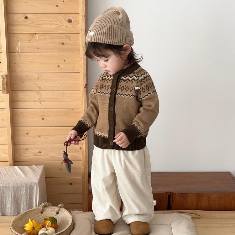 Mori Retro Baby Autumn And Winter Sweater New Baby Jacquard Embroidered Knitted Cardigan Jacket