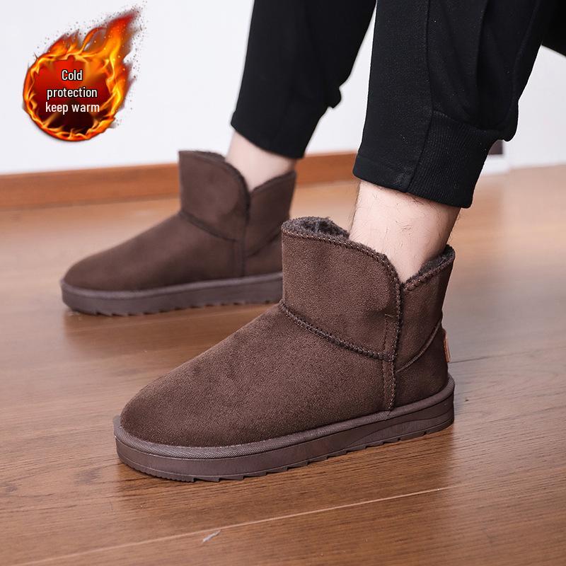 Мужские зимние ботинки Northeast Winter Snow Boots: Кожа, На меху, Нескользящий, Водонепроницаемый, Утолщенный велюр, Цельный, Морозостойкий.