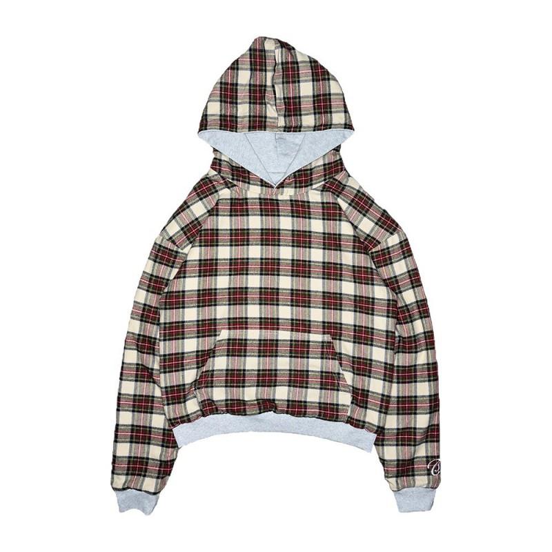 Fall Winter American Hip Hop Reversible Plaid Print Loose Hoodie Y2K Streetwear