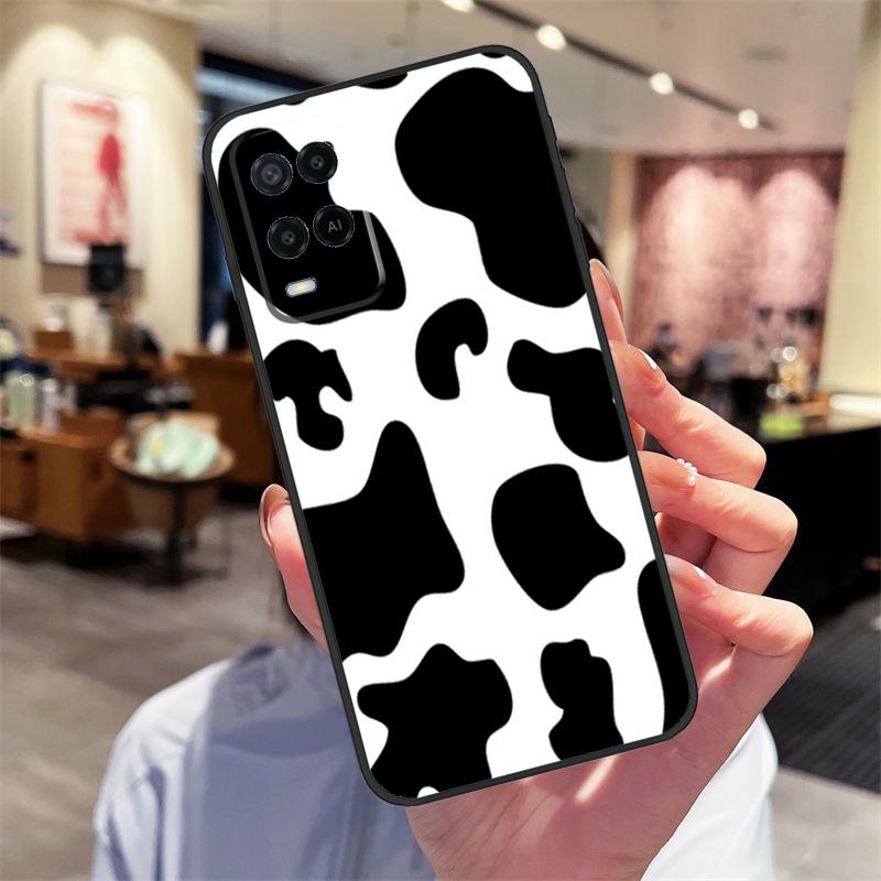 Чехол с принтом под шкуру коровы для Oppo A94 A74 A54 A18 A38 A58 A78 A98 A40 A60 A80 A16 A76 A96 A15 A17 A77 A57S