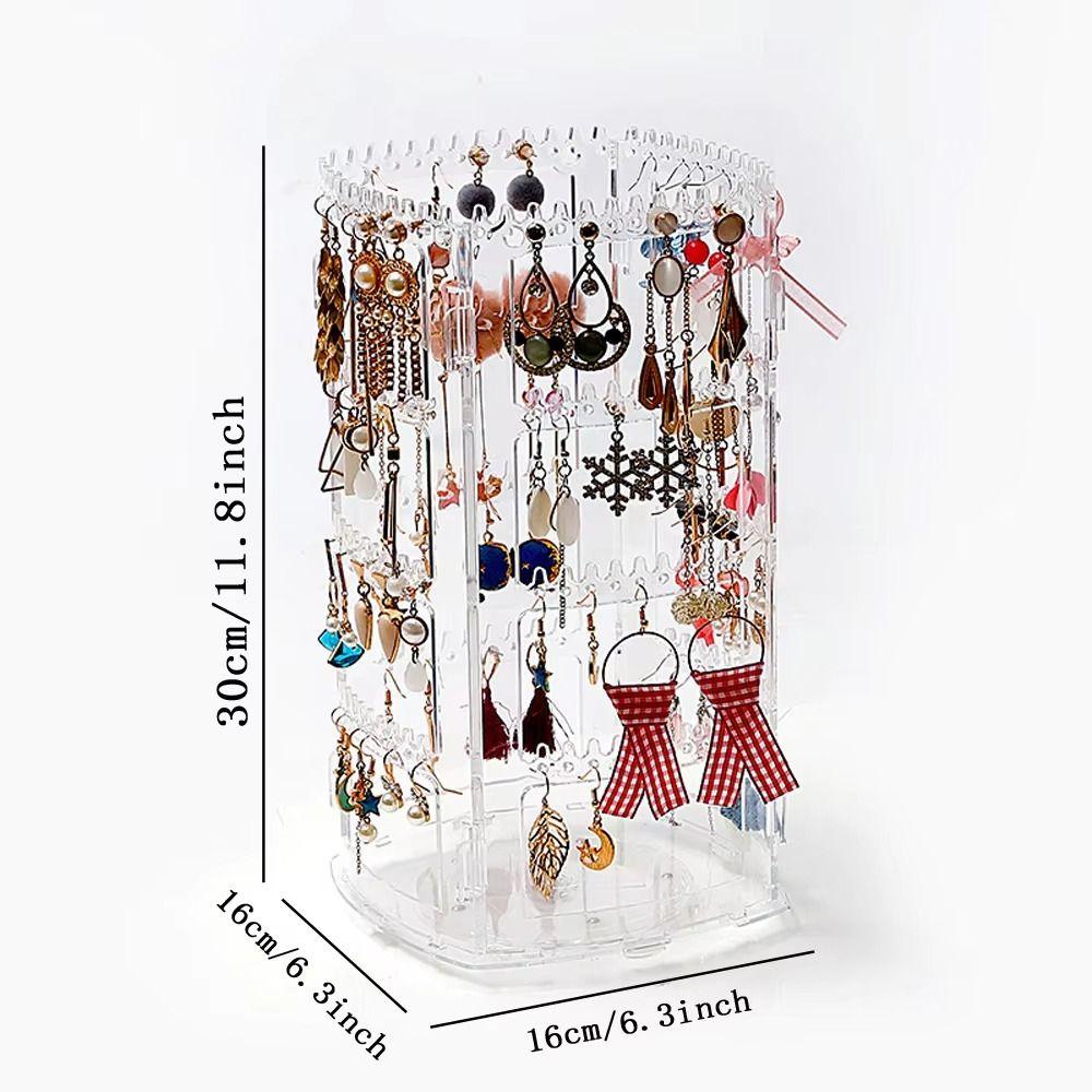 360 Degree Necklaces Rings Holder Rotating Jewelry Storage Box Earring Organizer