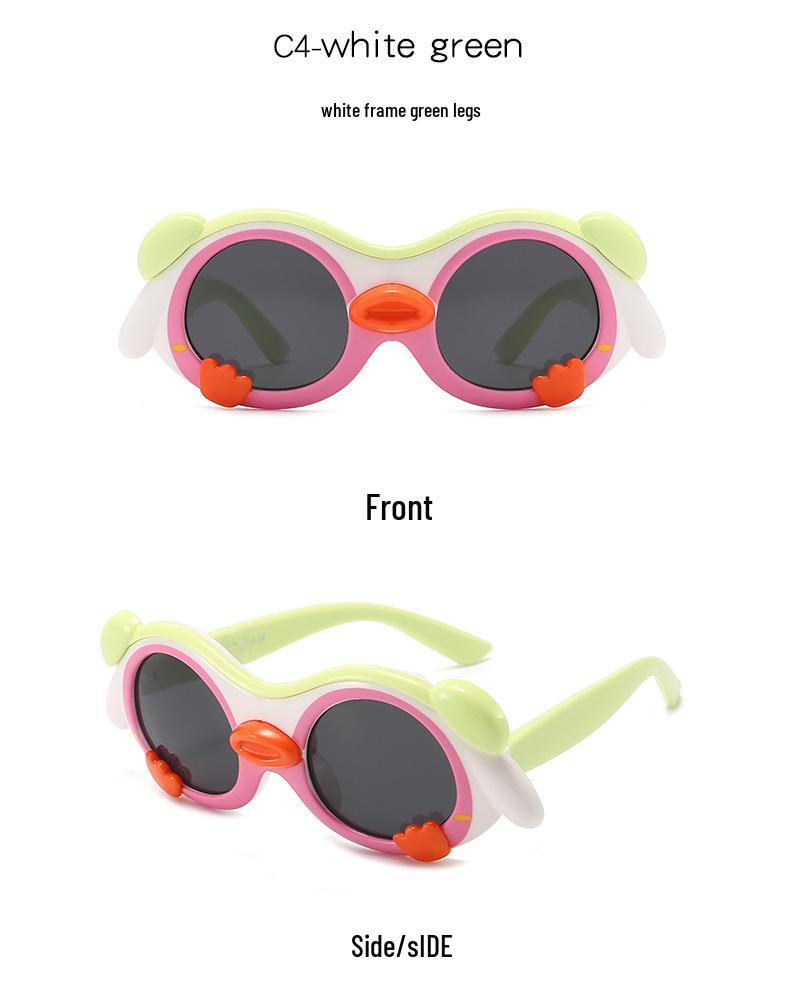 Polarized Cartoon Sunglasses for Kids - Soft Silicone, Childlike Design, Anti-UV Protection for Boys and Girls.