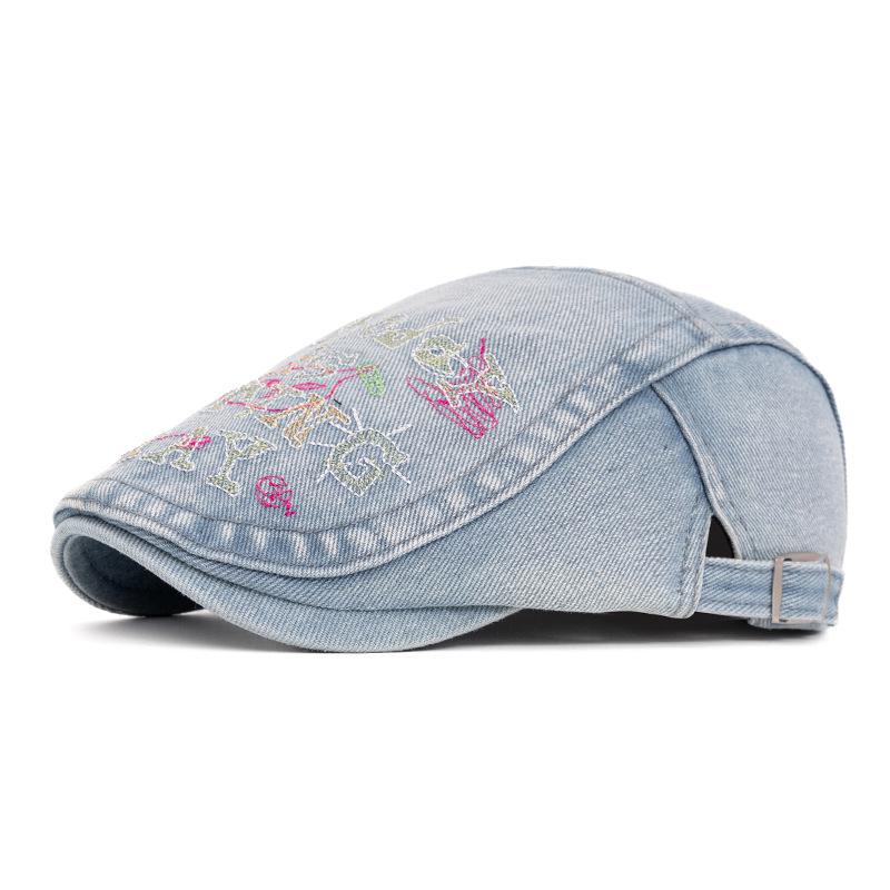 Летняя вышитая кепка женская винтажная джинсовая кепка с надписью мужской берет