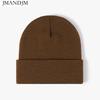 Available Autumn and Winter Warm Thickened Double Beanie Hat Simple Men's Women's Knitted Hat
