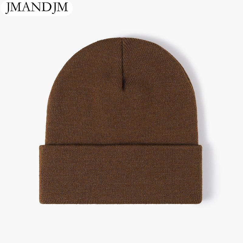 Available Autumn and Winter Warm Thickened Double Beanie Hat Simple Men's Women's Knitted Hat