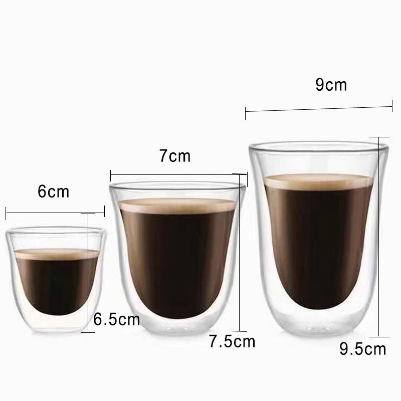80-230ML Double-layer Glass Cup High Borosilicate Glass Heat Insulation Coffee Tea Cup Breakfast Milk Juice Beer Transparent Mug