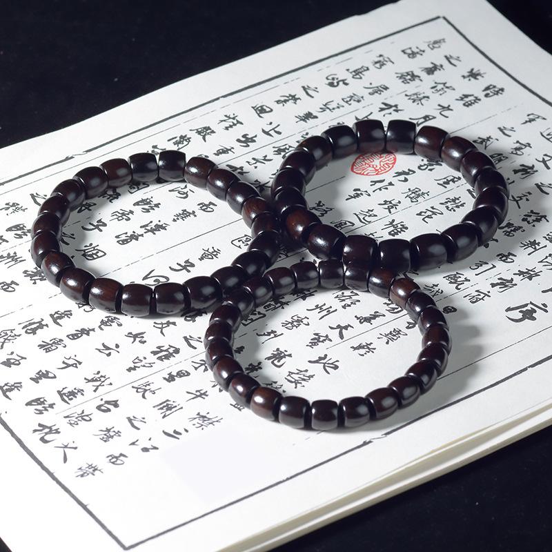 Браслет из этнического стиля из зеленого сандала с прямыми бочкообразными бусинами, ручной работы, бутик, маленький браслет из сандала, мужской и женский, Вэньвань, в один оборот