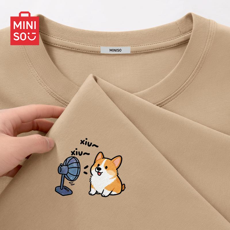 MINISO Мужская повседневная футболка с коротким рукавом из чистого хлопка