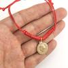 Lucky Coin Amulet Bracelet for Women Saint Benedict Our Lady Heart Charm Stainless Steel Jewelry Red String Rope Bracelet Gift