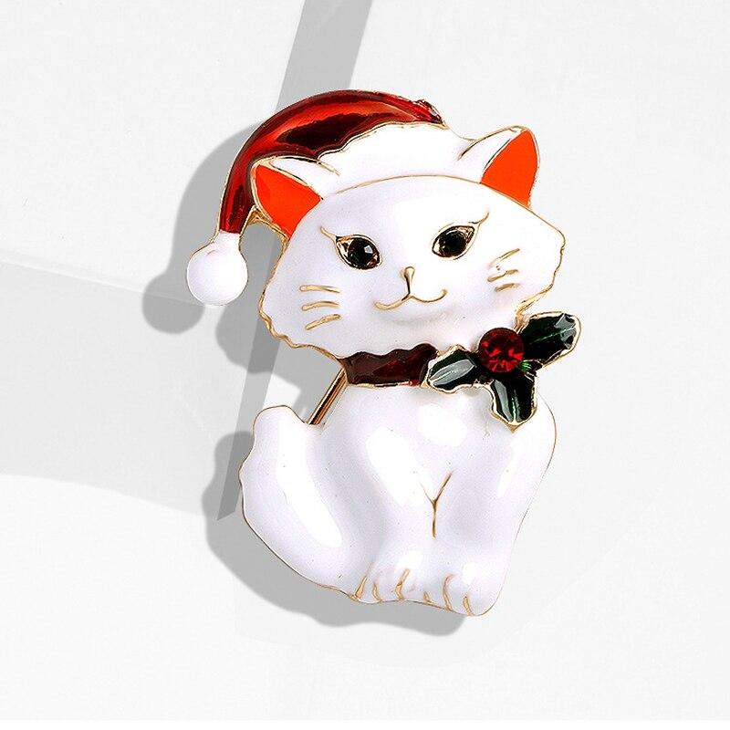 Blucome Рождественские белые черные кошки в форме аниме броши для женщин и мужчин, свитер, булавки для хиджаба