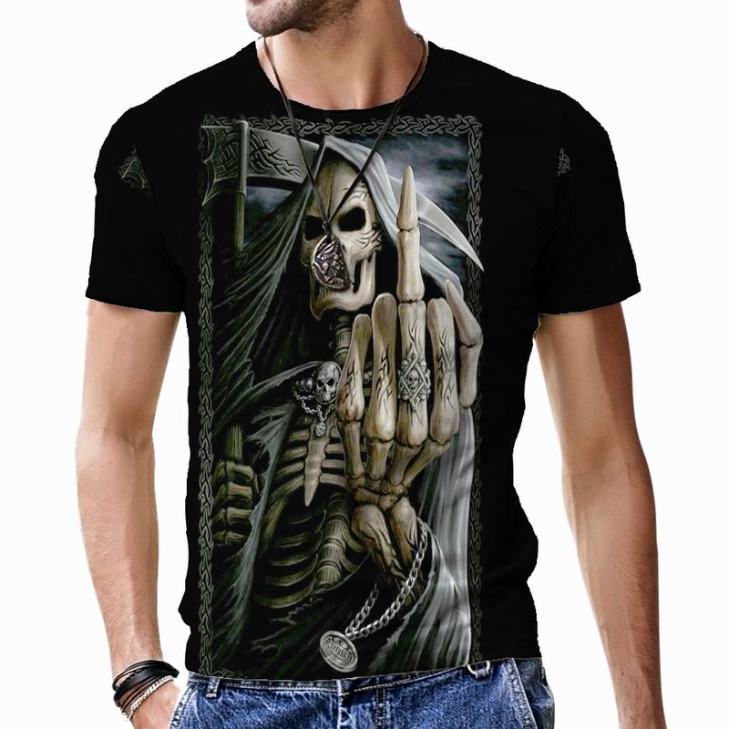 Мужская футболка Terror Skull с коротким рукавом, свободная в стиле хип-хоп, Harajuku, крутая повседневная одежда с 3D принтом, забавные топы большого размера, дышащие мужские