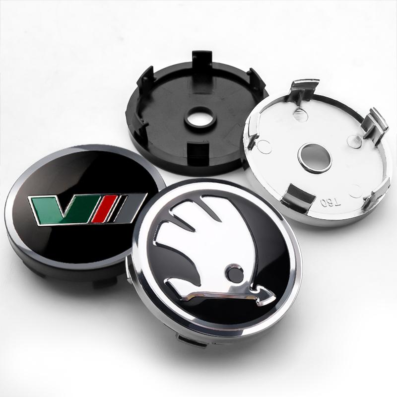56/60mm Car Styling Wheel Center Hub Cap Sticker Car Decoration Decal For Skoda Octavia Fabia Superb Kodiaq VRS VII Scala Karoq