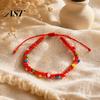 Hand Woven String Bracelets Handmade Braided Bracelet for Women, Bohemian Wrist Rope Boho Style Summer Jewelry with Colorful Rice Beads, Adjustable