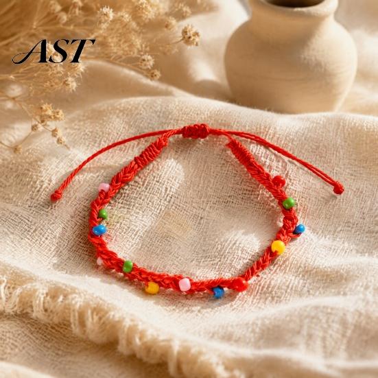 Hand Woven String Bracelets Handmade Braided Bracelet for Women, Bohemian Wrist Rope Boho Style Summer Jewelry with Colorful Rice Beads, Adjustable