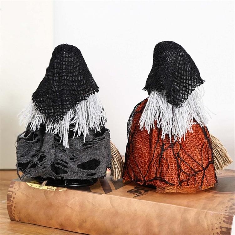 Haunting Halloween Decorative Witch Broom Personalized Fabric and Wood Witch Broom Sculpture for Halloween Celebration