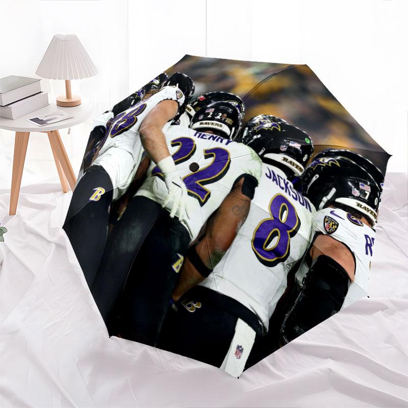 Зонт с рисунком игроков Baltimore Ravens, автоматический складной, портативный и компактный дизайн, 8 спиц, рождественский или день рождения подарок.