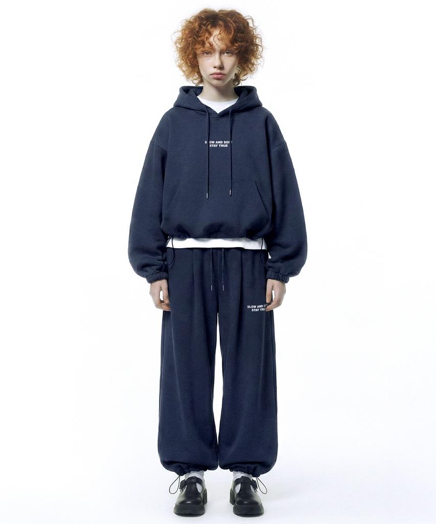 PRINOAR Small Slow And Soft String One-Pleat Wide Pants - Navy