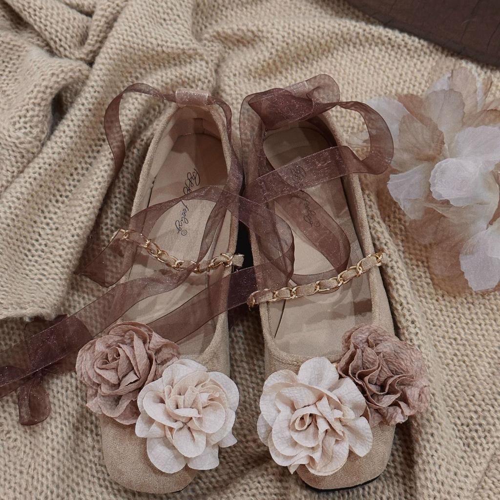 Дзен ваби тихий ветер квадратный носок туфли Мэри Джейн женские замшевые мягкие на плоской подошве на одном ремешке французский вечерний ветер туфли-лодочки мертвый лист бабочка