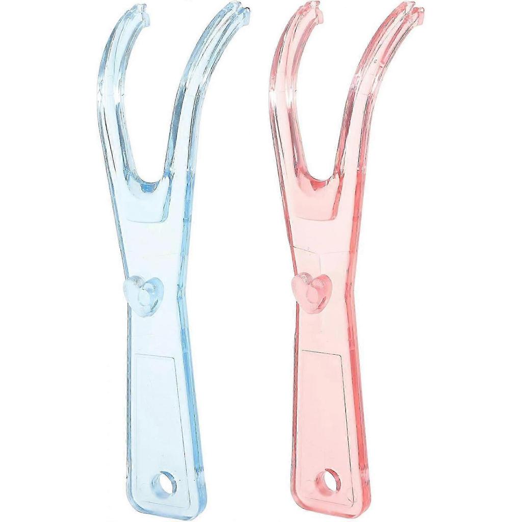Set Of 2 Reusable Dental Floss Holders (pink + Blue)