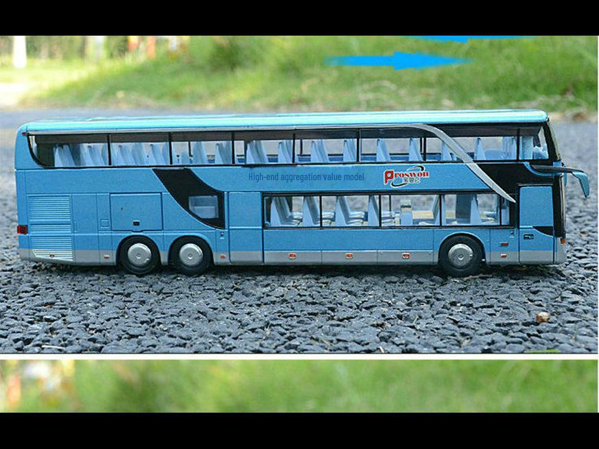 Bao Silun 66029 Автобус из сплава, детская игрушечная модель автомобиля со звуком и светом, двухэтажный автобус с инерционным механизмом.
