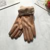 Suede Women's Gloves Single Line Hairy Winter Warm Outdoor Fleece Student Split Finger Touch Screen Gloves